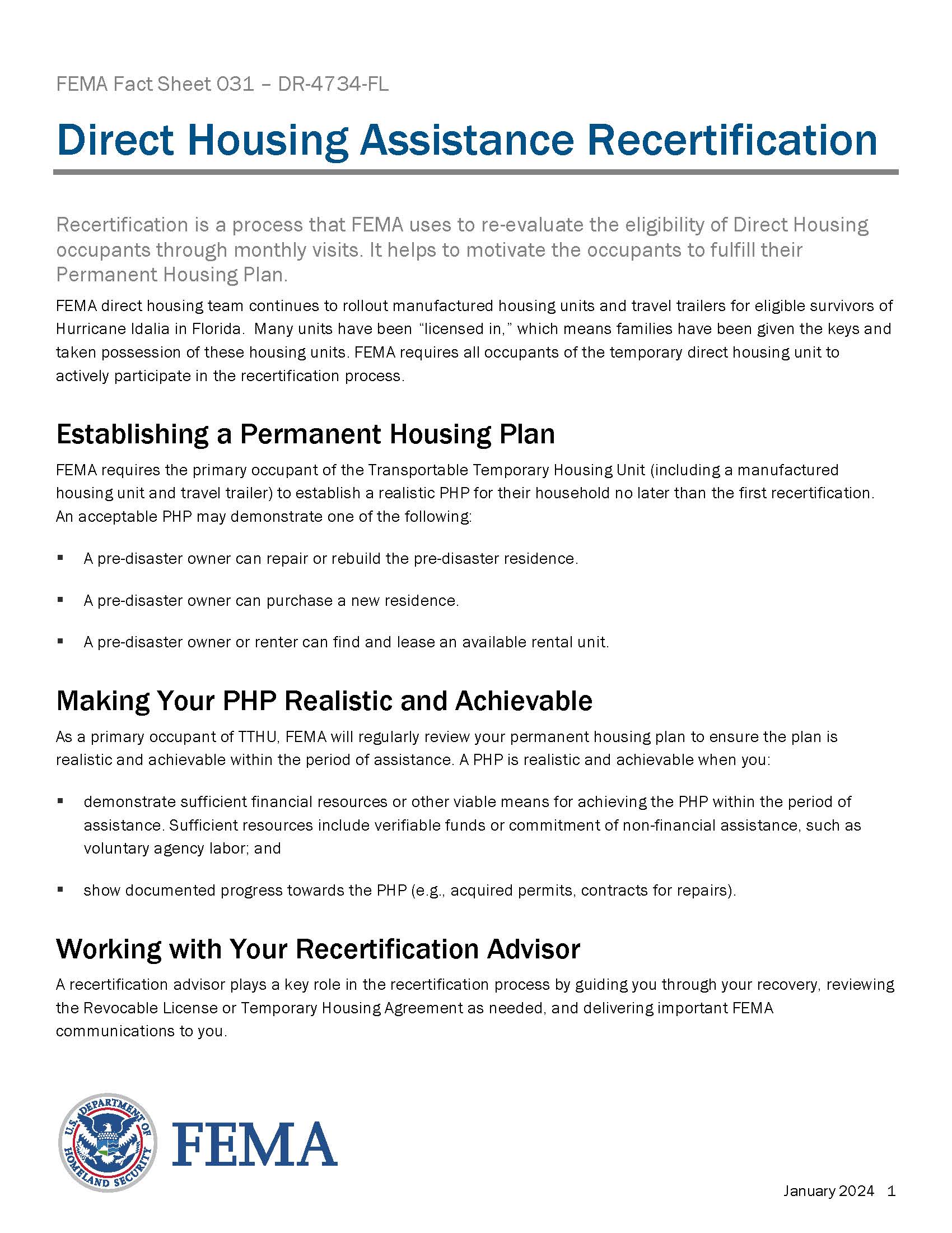 DR-4734-FL FS 031 Direct Housing Assistance Recertification_Page_1